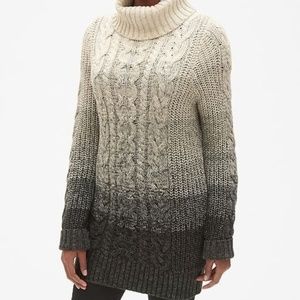 NWT GAP Cable-Knit Ombre Turtleneck Tunic Sweater